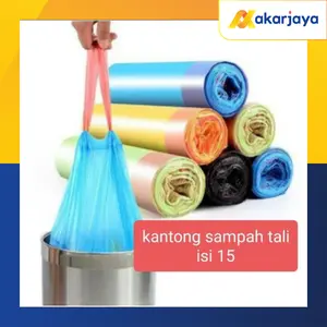 Kantong Plastik Sampah Roll dengan Tali 45x50cm isi 15 lembar Gulung