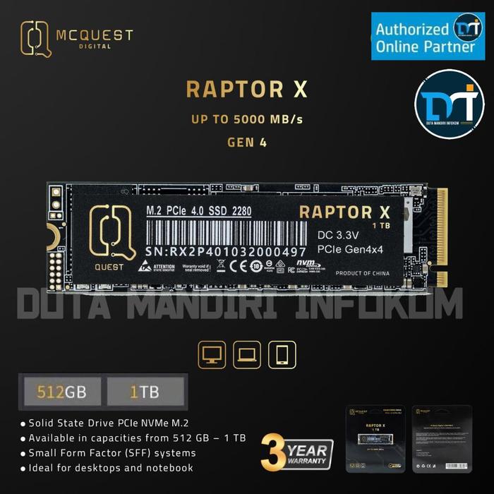 Promo MCQuest Digital RAPTOR X SSD 512GB 1TB 2TB -M.2 2280 NVMe PCIe ...