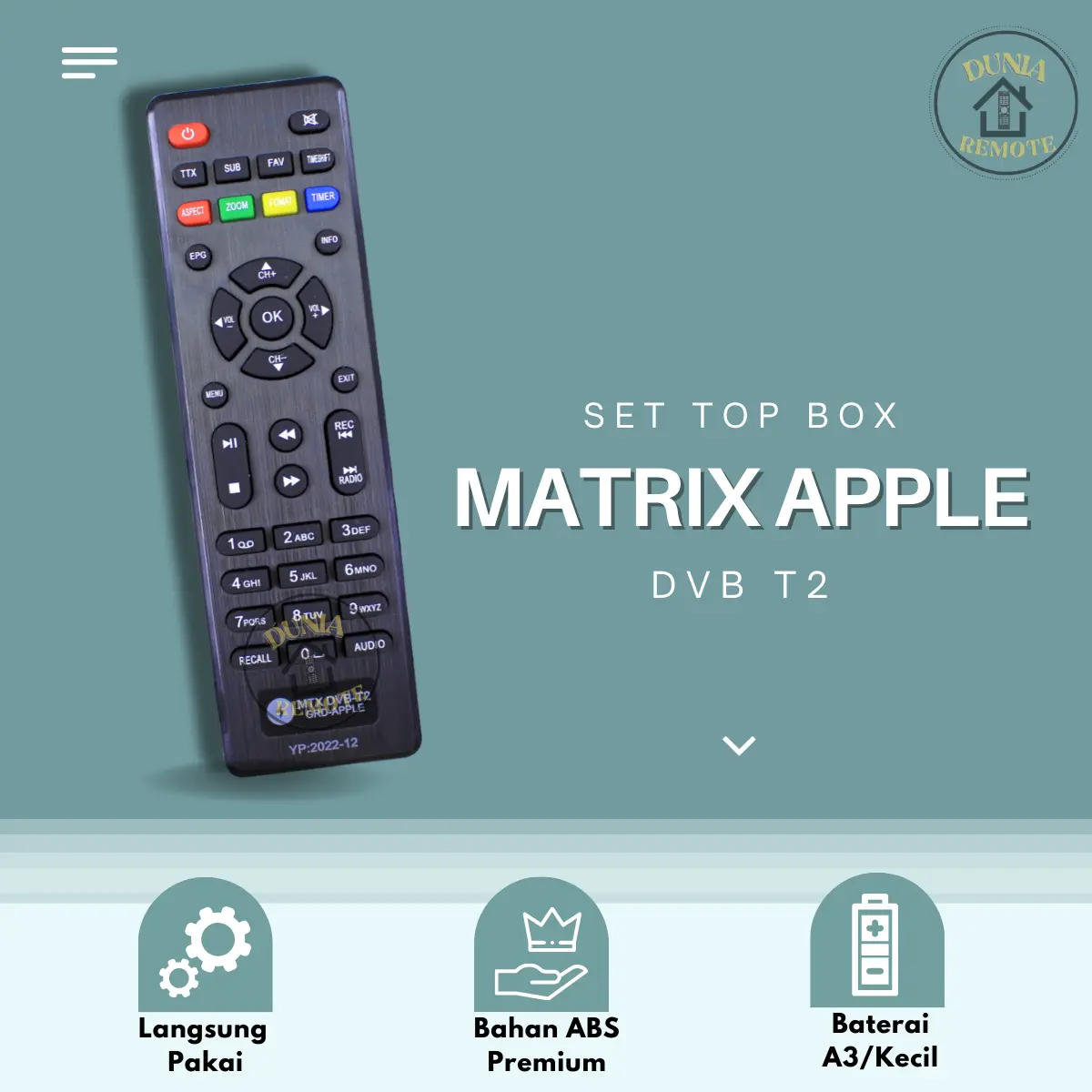 Remot / Remot Set Top Box DVB T2 Matrix Apple HD MERAH