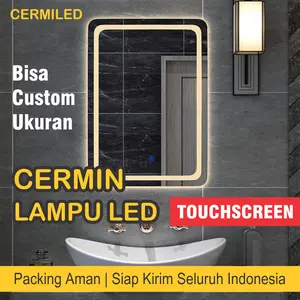 Cermin Hias Lampu LED Sensor Touch Screen 40 x 60 cm