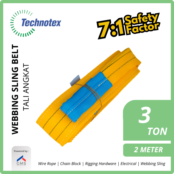 Gambar Webbing Sling Belt / Tali Angkat 3 Ton x 2 Meter Technotex 90 mm dari GMS Lifting Kota Administrasi Jakarta Utara Tokopedia