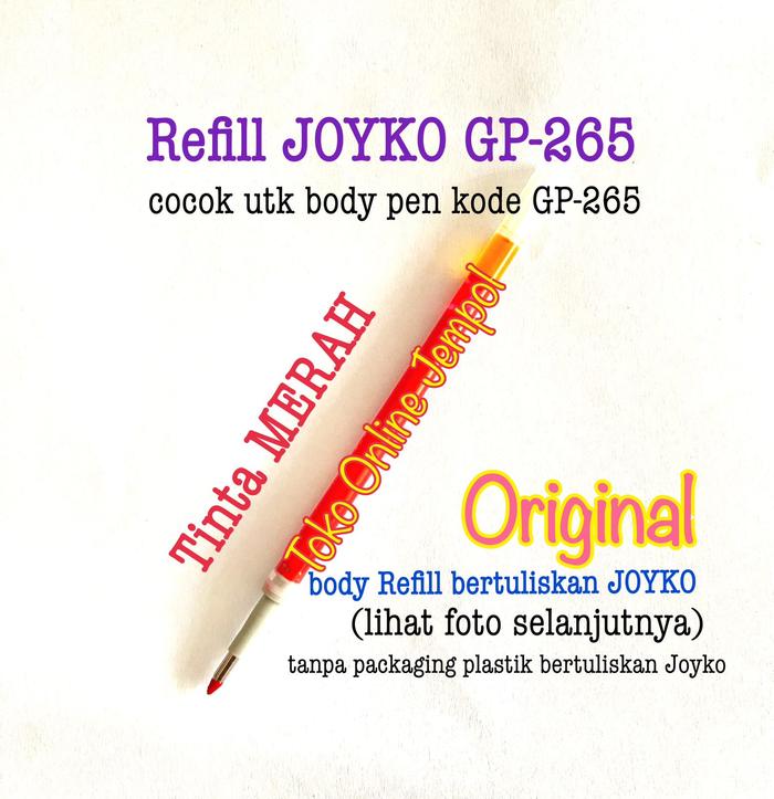 Gambar REFILL MERAH pulpen JOYKO GPR-267 red tinta isi ulang GP 265 ATK1504JY dari Toko Online Jempol Kota Administrasi Jakarta Pusat Tokopedia