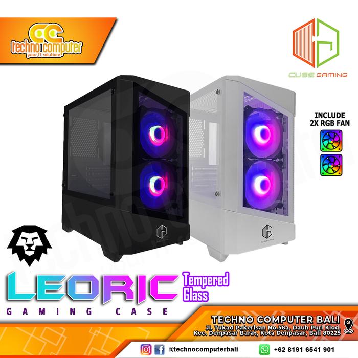 Gambar CASING CUBE GAMING LEORIC Glass - Mid Tower mATX Tempered Case dari Techno Computer Bali Kota Denpasar Tokopedia