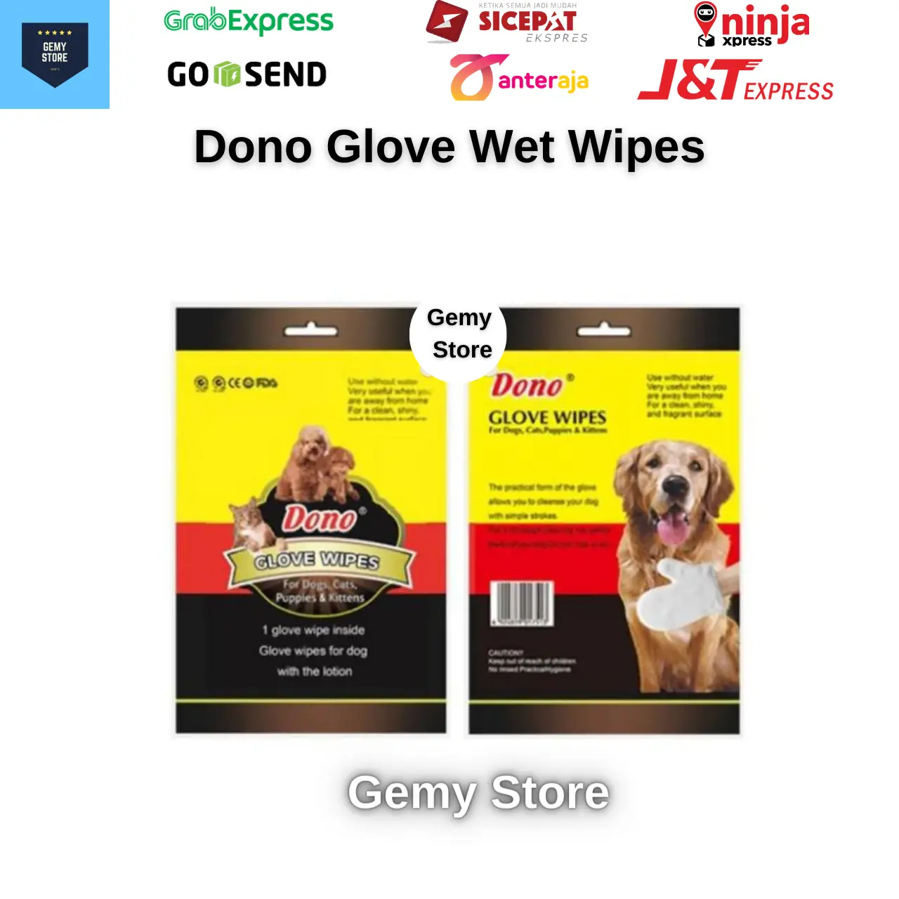 Pet Glove Dono Wet Wipes Tisu Sarung Tangan Lap Anjing Kucing Praktis