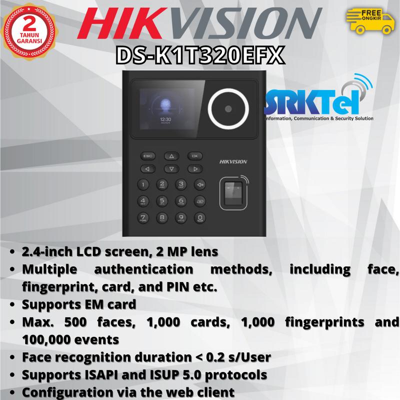 Hikvision DS-K1T320EFX Mesin Absen Face Access Fingerprint RFID Card ...