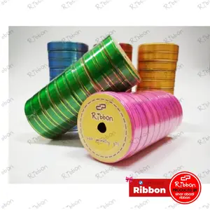 Pita Kado Lis Emas 2cm Jepang 3/4" Plastik Brand DeParcel Ribbon Gold strip