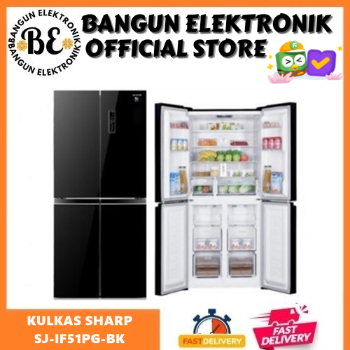 Gambar KULKAS SHARP SJ-IF51PG-BK SIDE BY SIDE INVERTER PLASMACLUSTER SJIF51PG dari BANGUN ELEKTRONIK Kota Administrasi Jakarta Barat Tokopedia