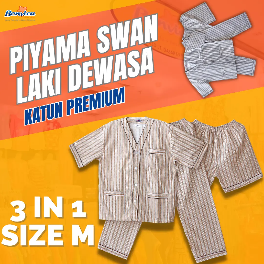 BAJU TIDUR CELANA PANJANG LAKI-LAKI DEWASA SWAN M