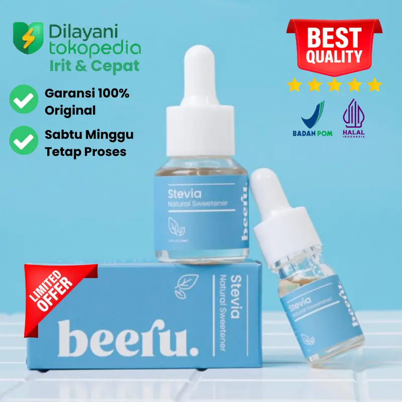 Beeru stevia sweetener 5ml 15ml - gula stevia tetes - pemanis alami pengganti gula 0 kalori 0