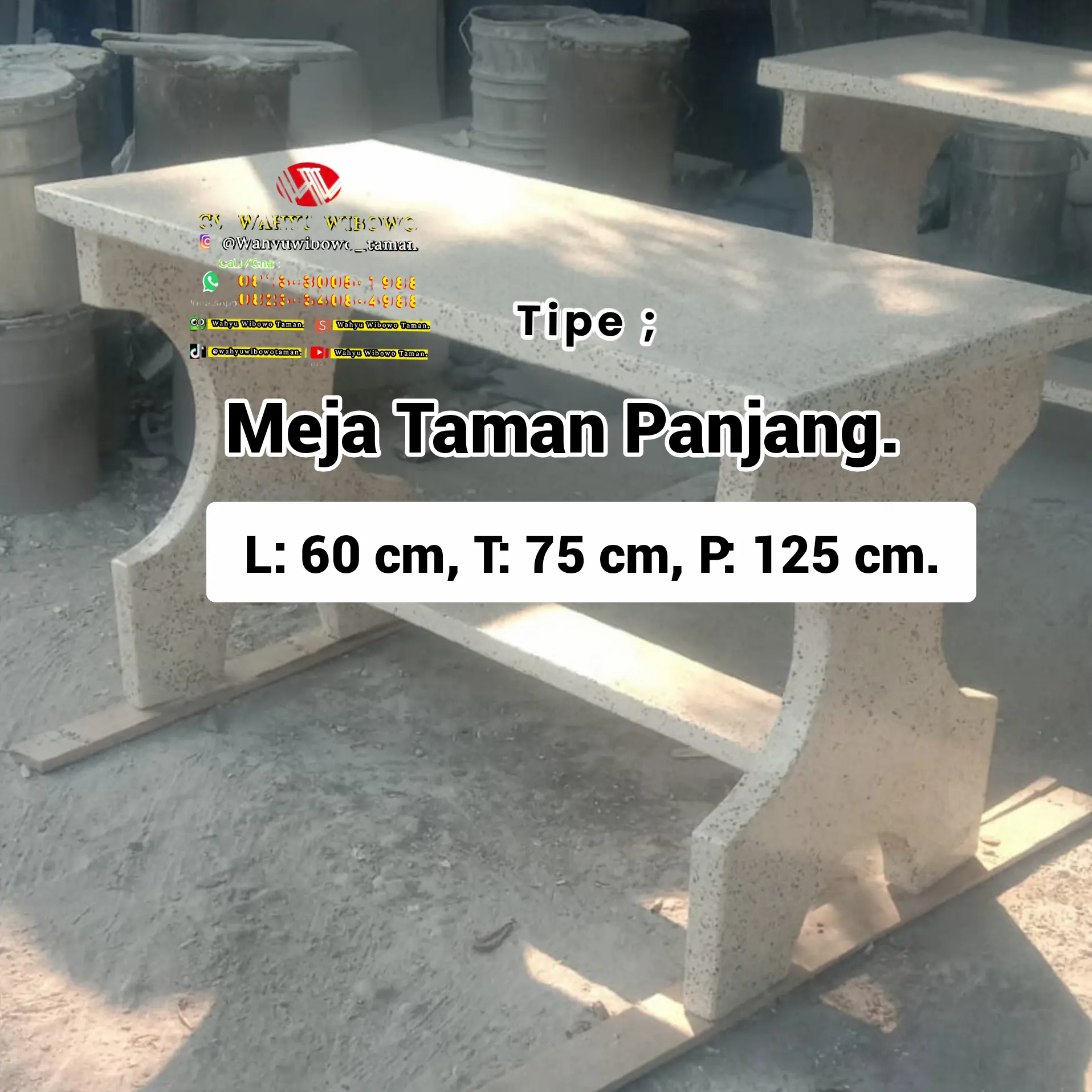 FREE ONGKIR KHUSUS SURABAYA. Meja Taman Panjang 125cm bahan teraszo.