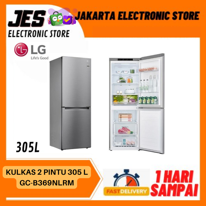 Gambar LG GC-B369NLRM KULKAS 305L 2 PINTU Bottom Freezer w/ DoorCooling+ dari JAKARTA ELECTRONIC STORE Kota Administrasi Jakarta Barat Tokopedia