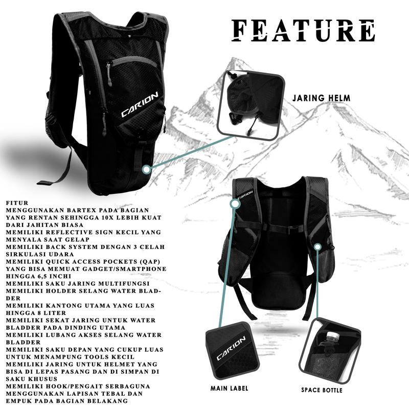 Tas Ransel Hydropack Sepeda Running Trail Carion Almo Black Bag 4