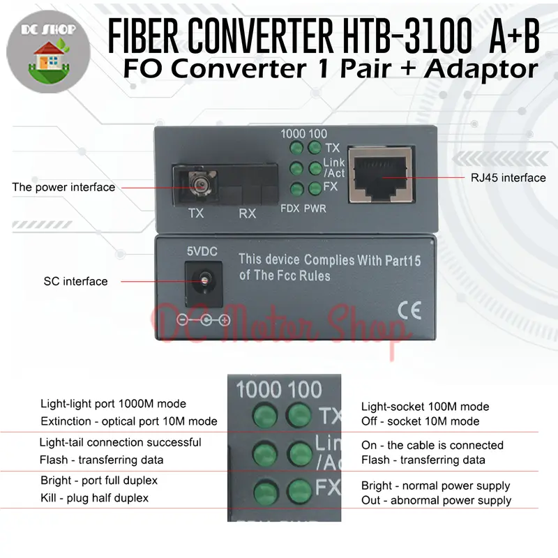 1 pair fiber optik fiber optic media converter optic rj45 HTB 3100 3