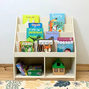 bookshelf with storages natural, rak buku anak, rak buku murah