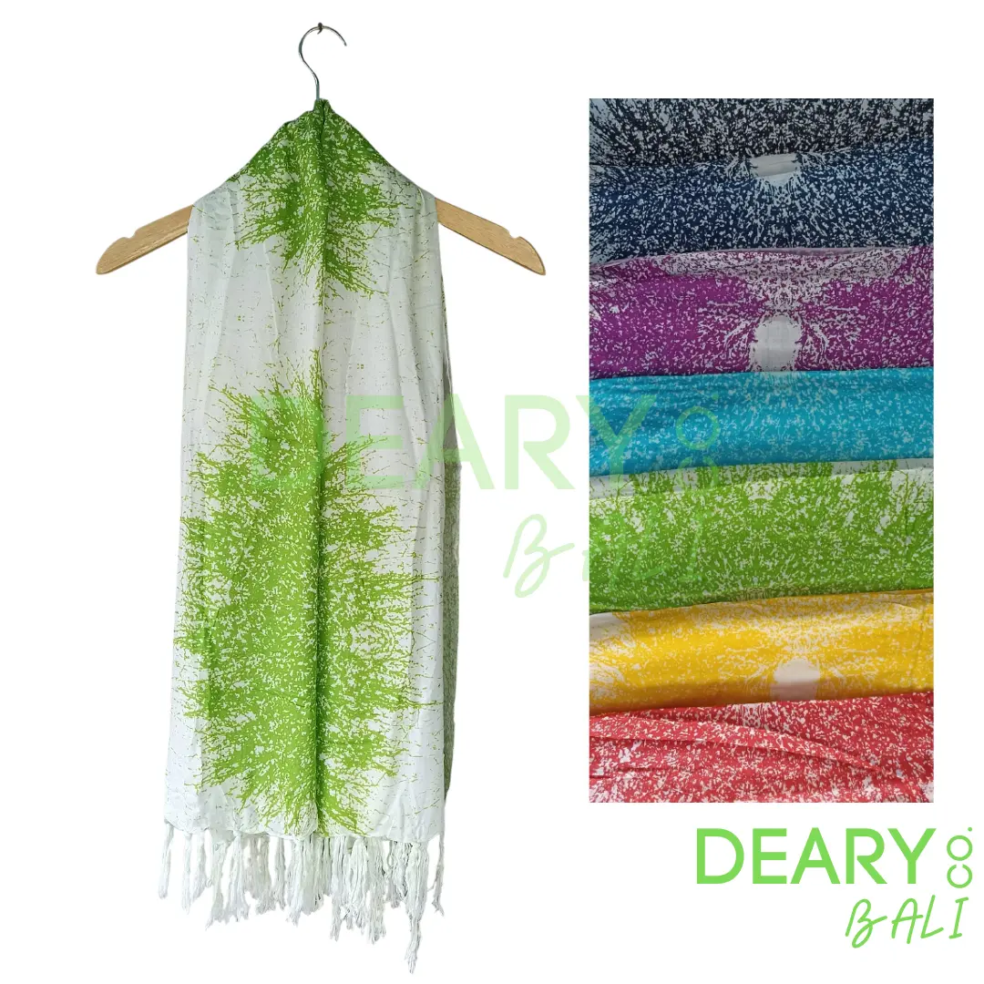 DEARY CO Bali Kain Sarung Pantai Bali Scarf Tie Dye Motif Matahari Bahan Rayon Adem Tipis Ringan Lembut Ukuran 150cm x 110cm