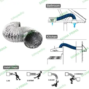 10 meter flexible ducting 10 inchi pipa exhaust cerobong asap