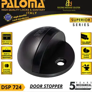 Paloma Door Stopper Penahan Pintu Pantai Flu Hitam Black Paloma DSP724 Matte Black Full Solid Anti Karat Garansi 5 Tahun