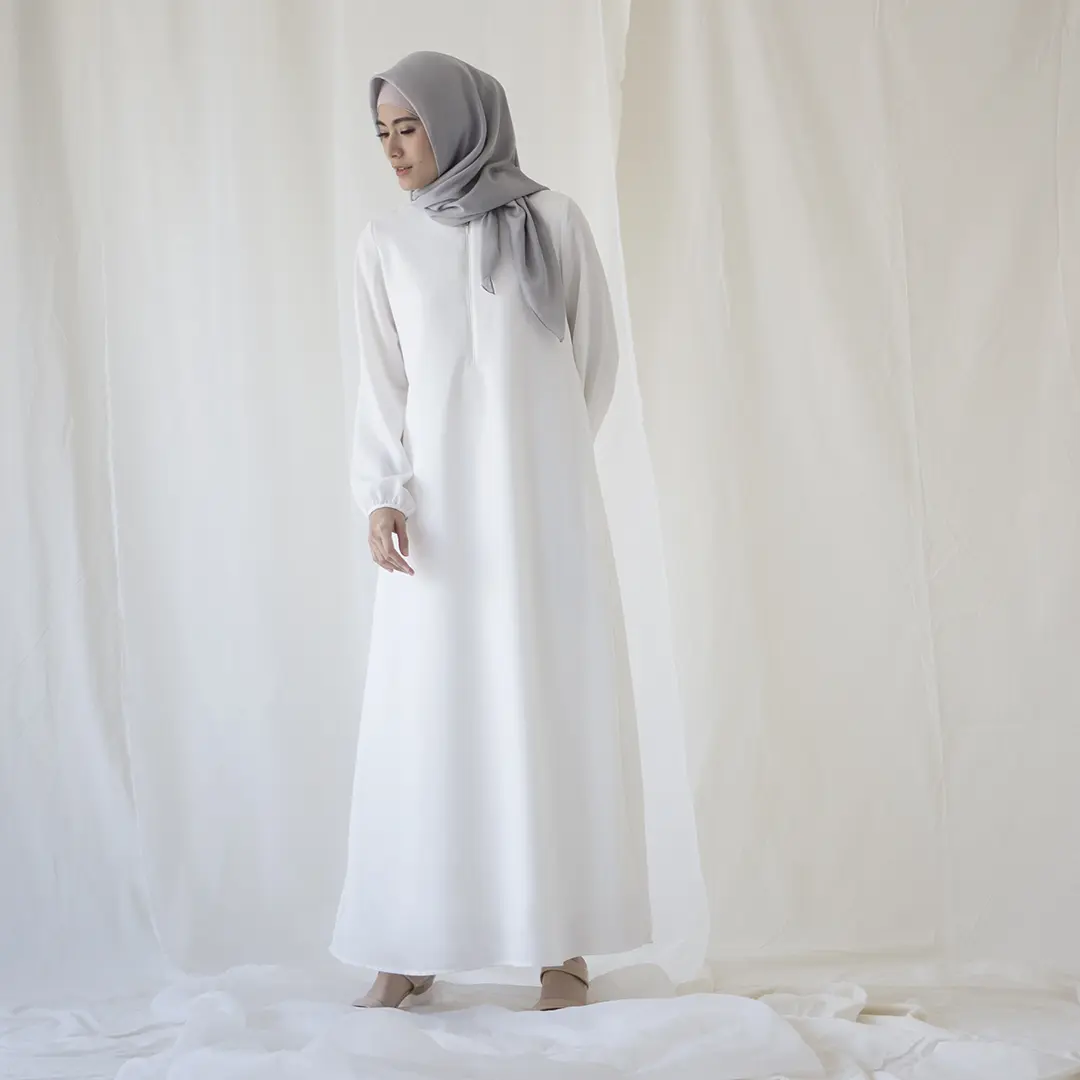 Sada Aska Label - Gamis dress wanita polos busui friendly putih hitam