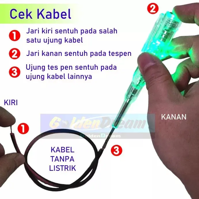 Obeng tespen DC AC Obeng Testpen Kabel Putus Test Pen Listrik LED 2