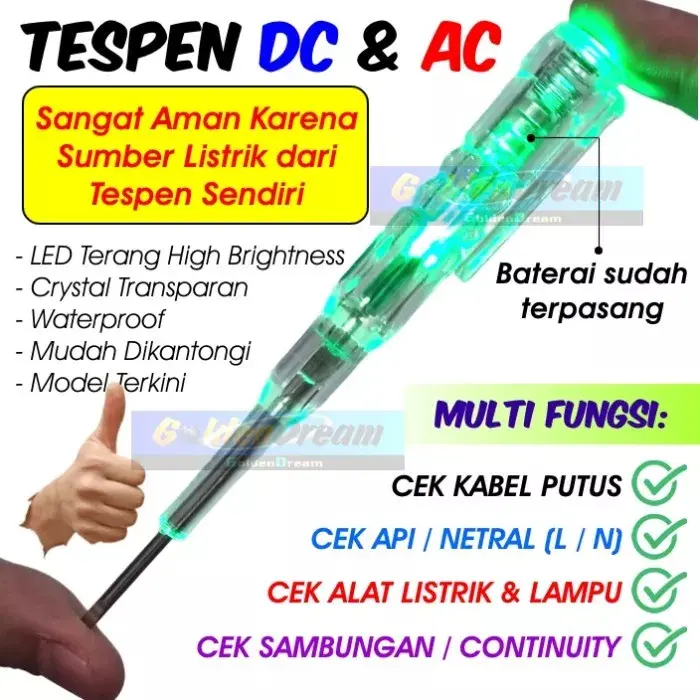 Obeng tespen DC AC Obeng Testpen Kabel Putus Test Pen Listrik LED 1