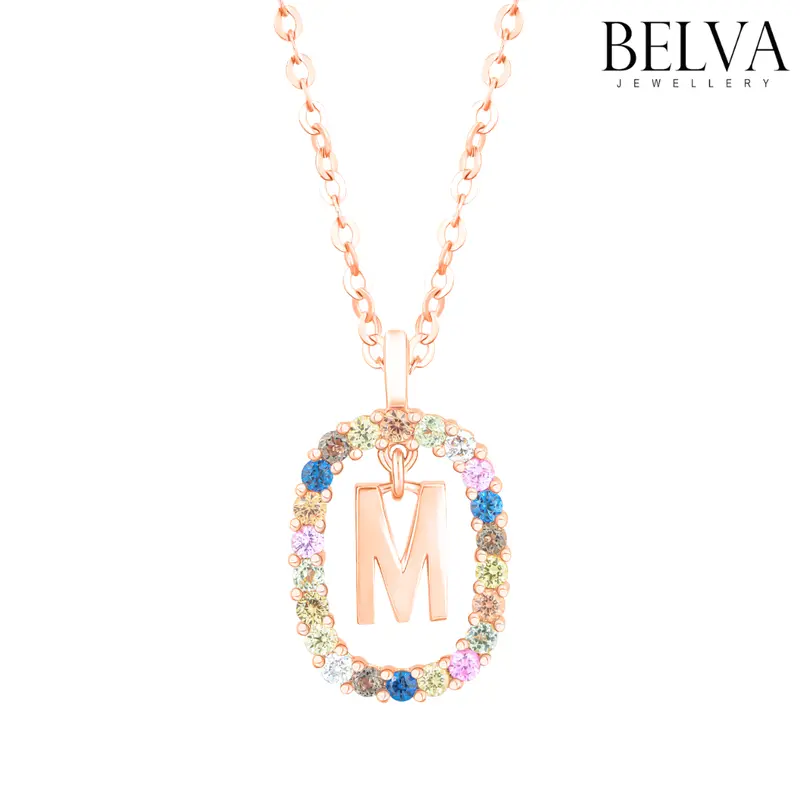 Kalung Berlian Inisial M - Kalung Huruf Sapphire - BANKAU02205 1