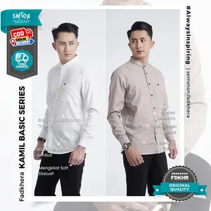 Koko Fadkhera Basic Series Kamil White Taupe baju kemeja polos pria