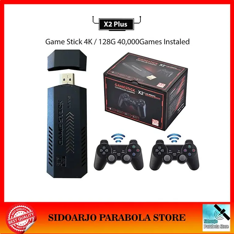 HDMI Dongle Retro Game TV Stick X2 Plus Gen 2 Gamepad Wireless Controller 4K Ultra HD 64GB Video Games Console Retro Classic 2 Player