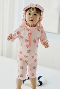 Baju Renang Bayi Toddler children Jumpsuit Peach dgn topi BabySwimsuit