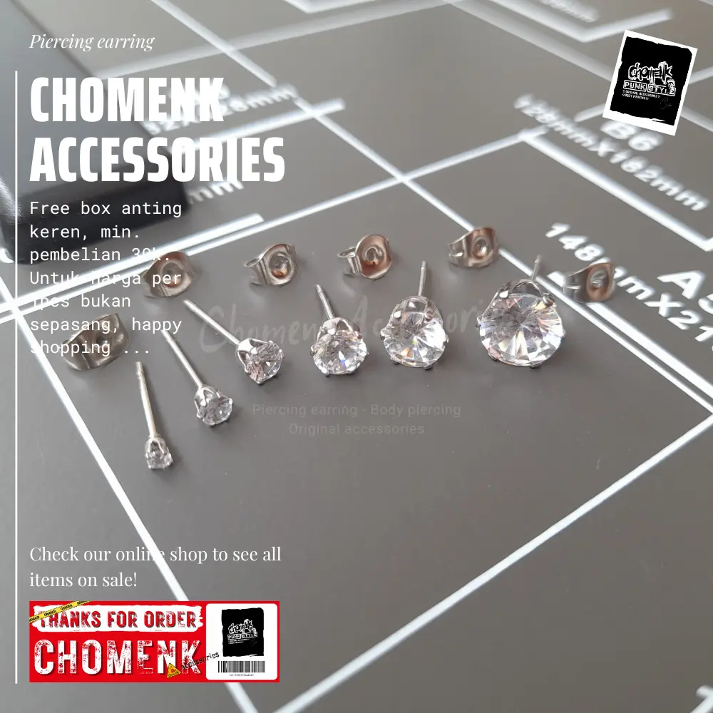 Piercing earring anting tindik barbel Zicron titanium (cewek/cowok).
