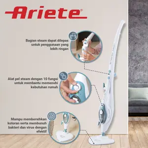 Ariete Steam Cleaner Mop Alat Pel Steam 10 Fungsi 1500 Watt 350 Ml