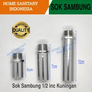 SOK KERAN Sok sambungan kran air Nepel 1/2 Inch Kuningan