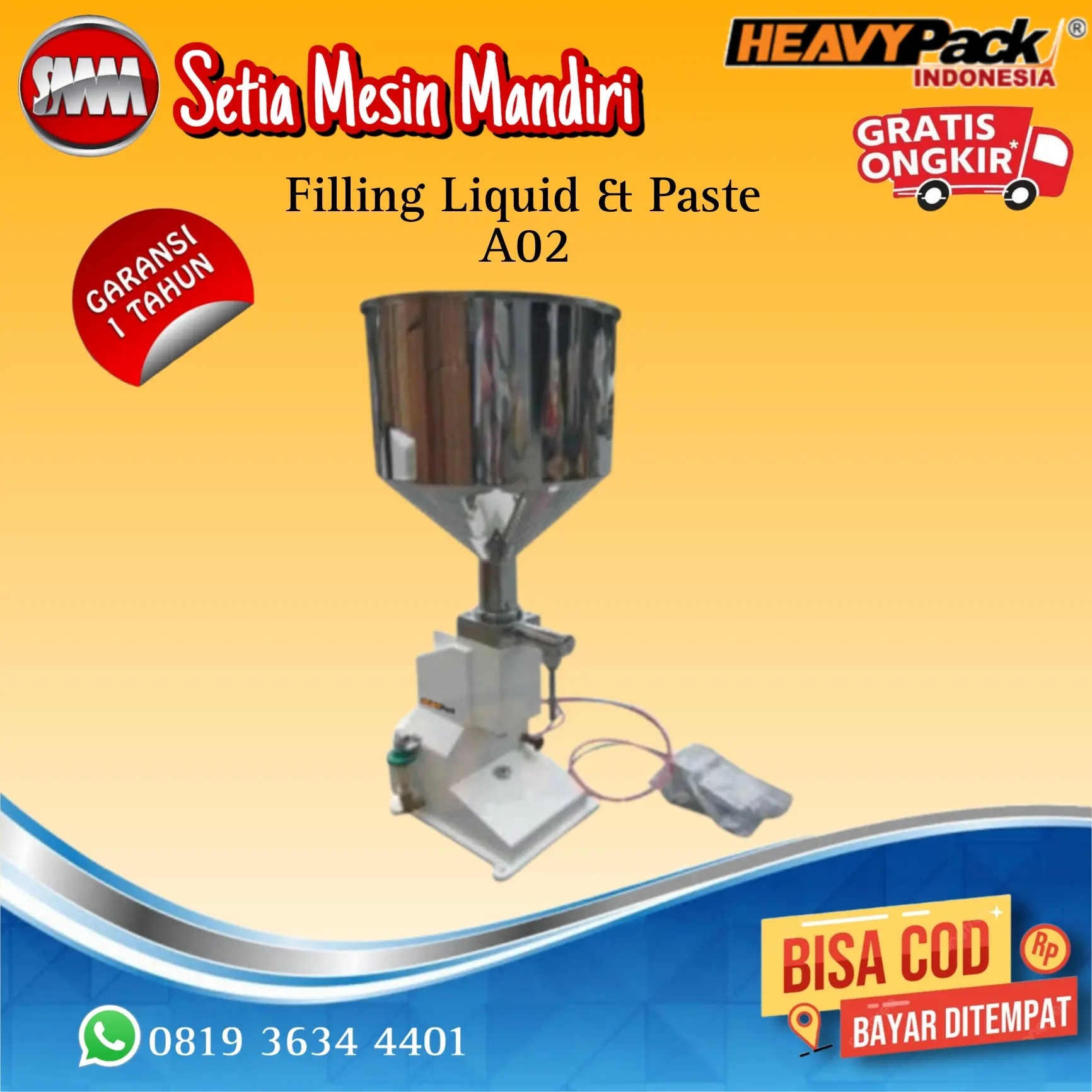 Mesin Filling Pengisi Cairan Pasta Cream Pneumatic HEAVYPACK A02