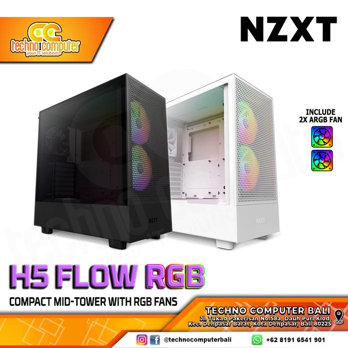 Gambar CASING NZXT H5 FLOW RGB Edition - Mid-Tower ATX Airflow Case dari Techno Computer Bali Kota Denpasar Tokopedia