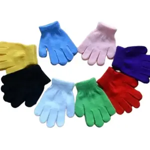 12 pasang Sarung tangan anak rajut umur 4 - 12 tahun warna polos