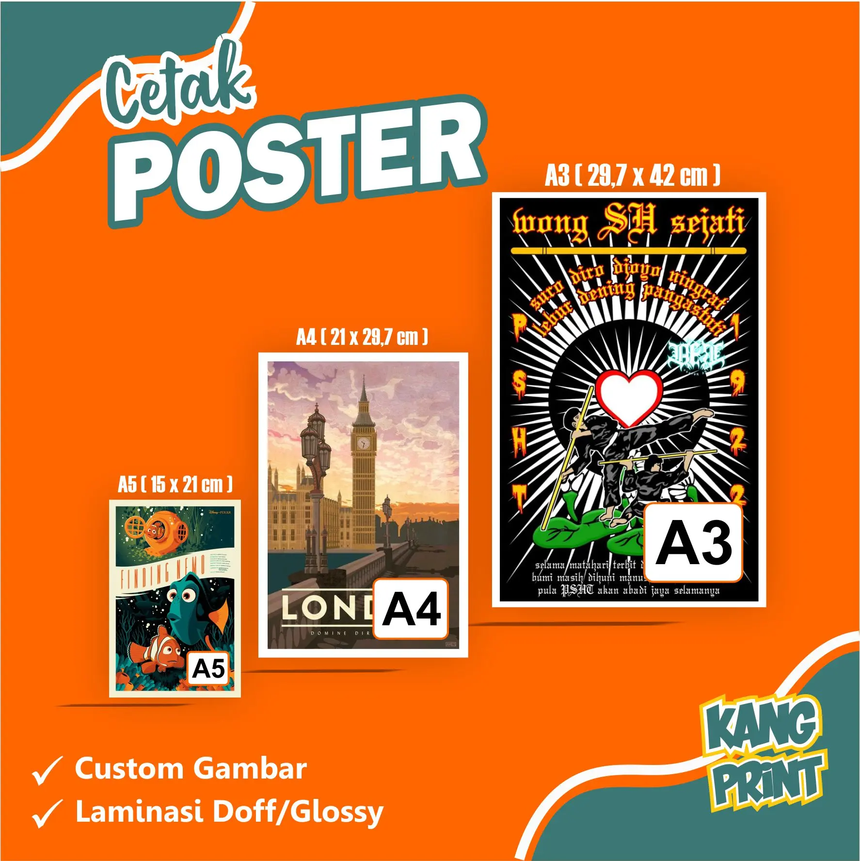 Cetak Poster Daftar Menu Foto Full Color A3+
