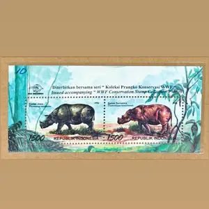 PRANGKO INDONESIA 1996 SS RHINOCEROS WWF MNH.
