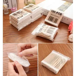 Cotton buds bambu bamboo kayu swab pembersih korek kuping isi 100pc