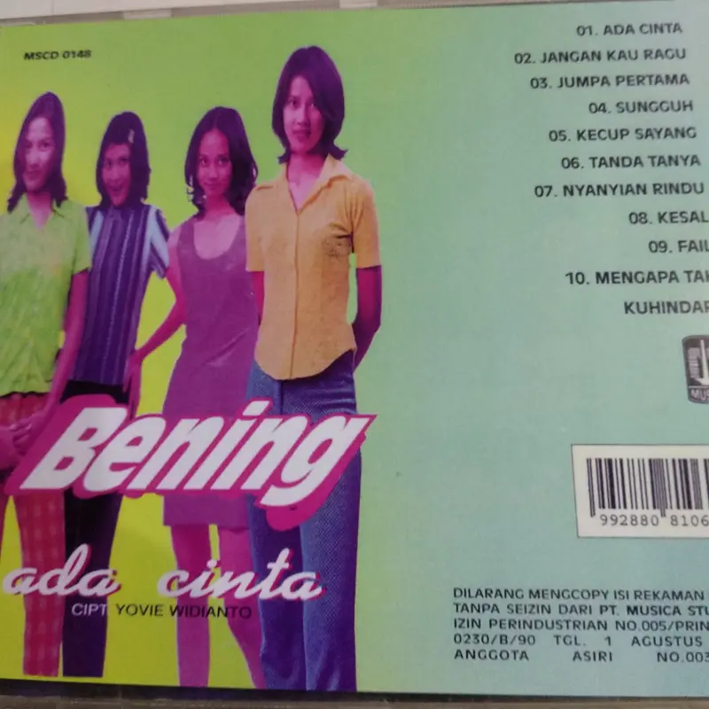 cd bening - ada cinta. ab three kahitna tiga dara rita effendy RARE !! 1