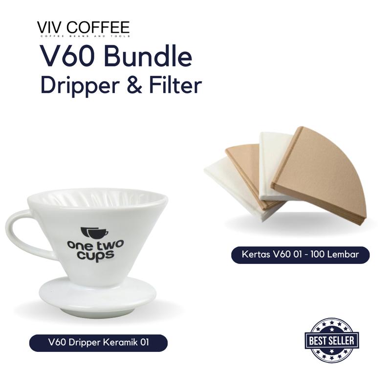 Paket Alat Kopi V60 Dripper Keramik + Paper Filter 40pcs 0