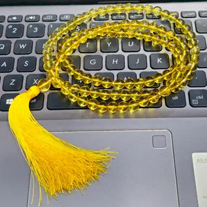 Kalung Meditasi Tasbih 108 Yellow Citrine Quartz Asli