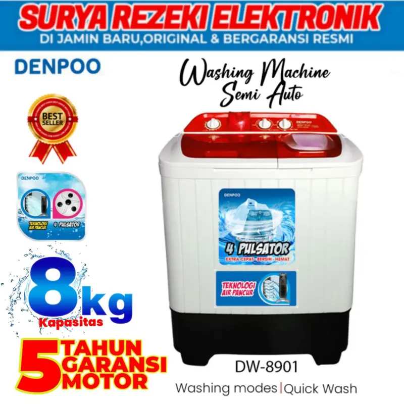 MESIN CUCI 2 TABUNG DENPOO DW 801 ( 8KG ) 3