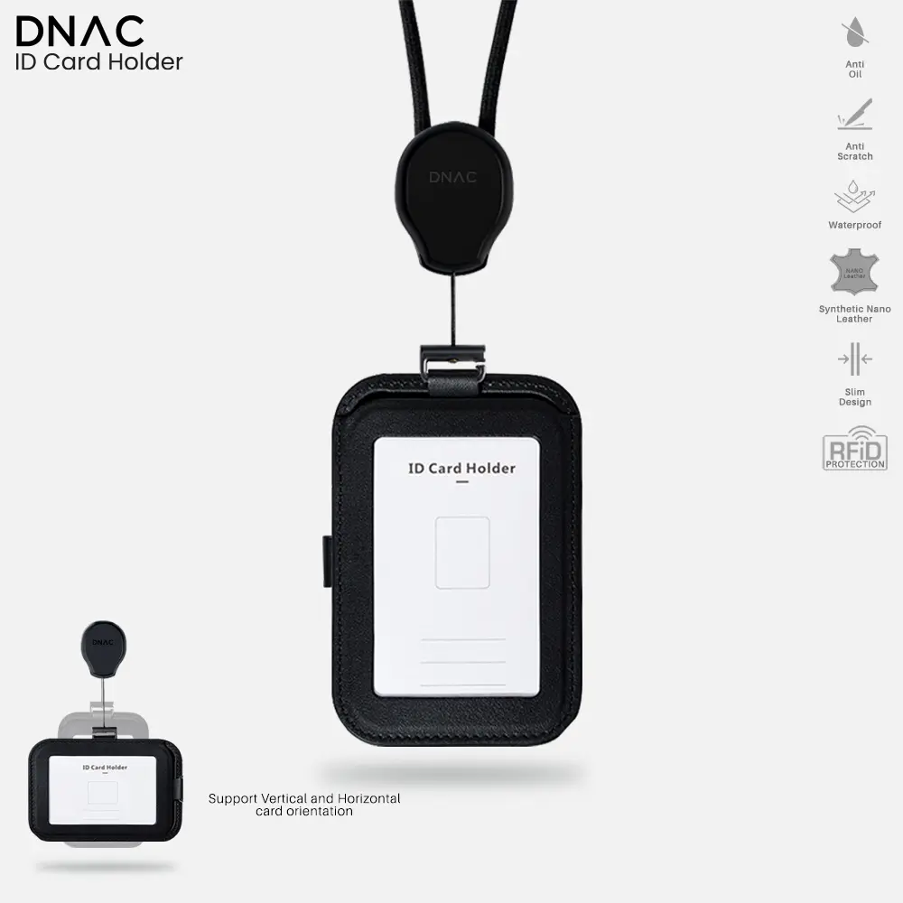 DNAC ID Card Holder and Card Slots with Ribbon Lanyard