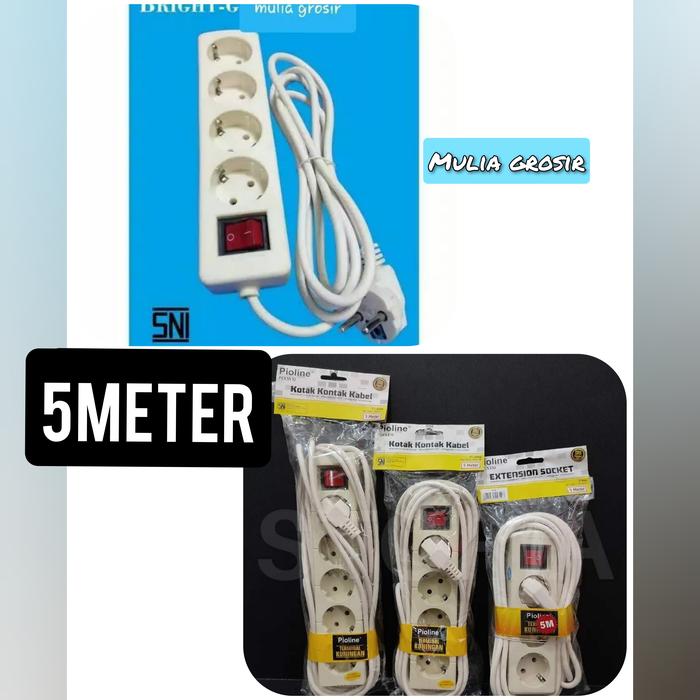Gambar Stop Kontak 5meter 3lubang dari mulia grosir88 Kota Denpasar Tokopedia