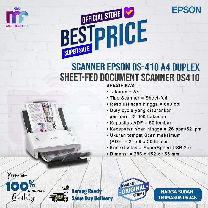 Gambar Scanner EPSON DS-410 Duplex Sheet-fed Document DS410 Garansi Resmi dari Multifungsi ID Kota Administrasi Jakarta Pusat Tokopedia