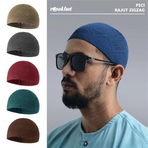 peci rajut zigzag peci haji 0