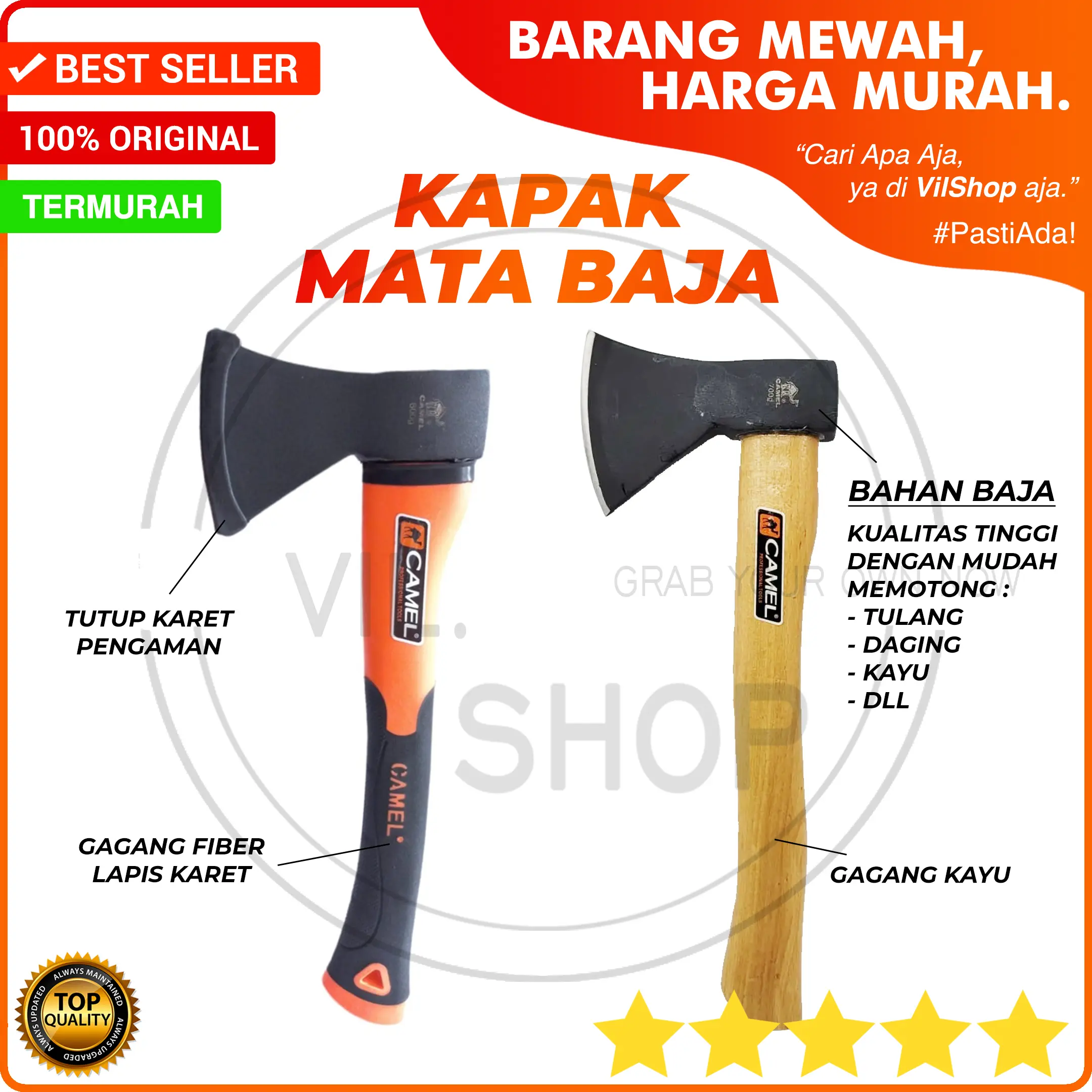 KAPAK KURBAN KAMPAK QURBAN TAJAM GAGANG KAYU FIBER POTONG TULANG