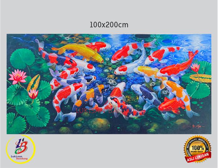 Gambar Lukisan Ikan Koi ukuran 200x100 Bingkai dari Lukisan Bandung Kota Bandung Tokopedia