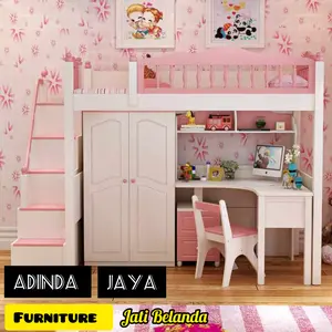 tempat tidur anak tingkat + lemari meja belajar ukuran 100×200×210