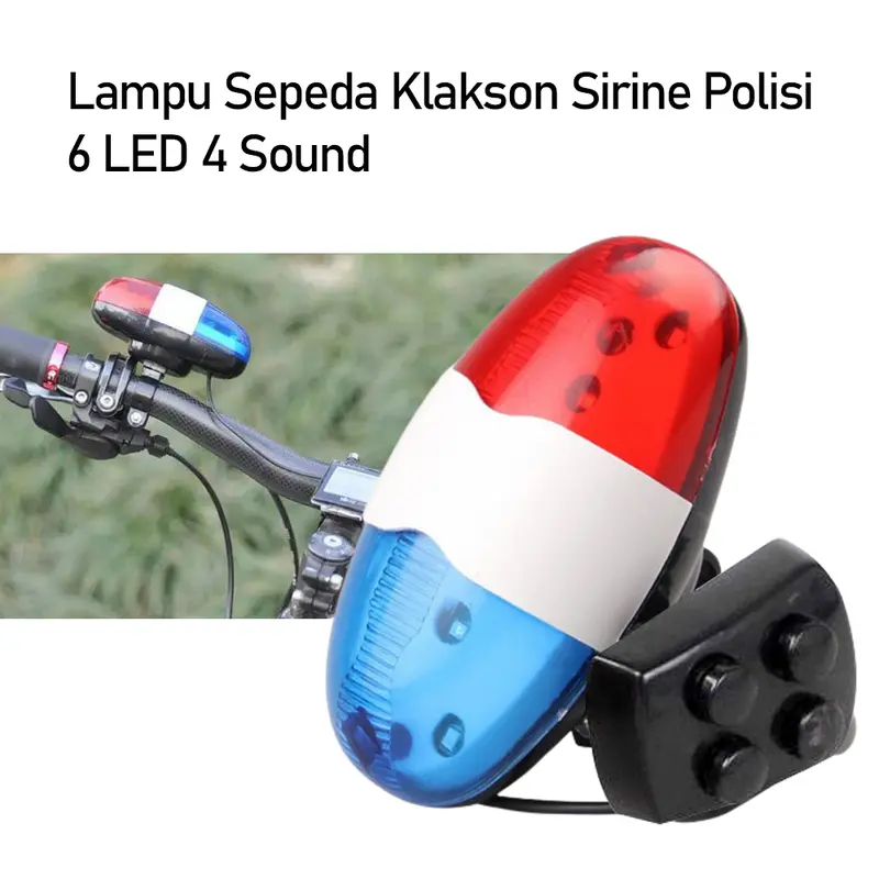 Bel Bicycle Anak Lampu Depan Sepeda Klakson Sirine Polisi 6LED 4 Sound 2