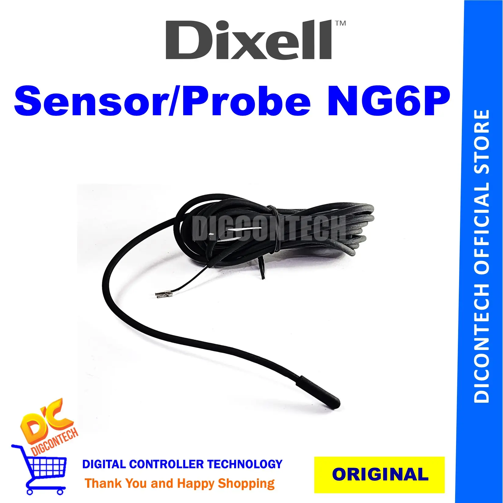 DIXELL sensor temperatur probe NG6P NTC cap 5x20mm" range -40 to -110C 3M